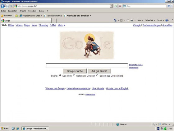 Screenshot Google Startseite